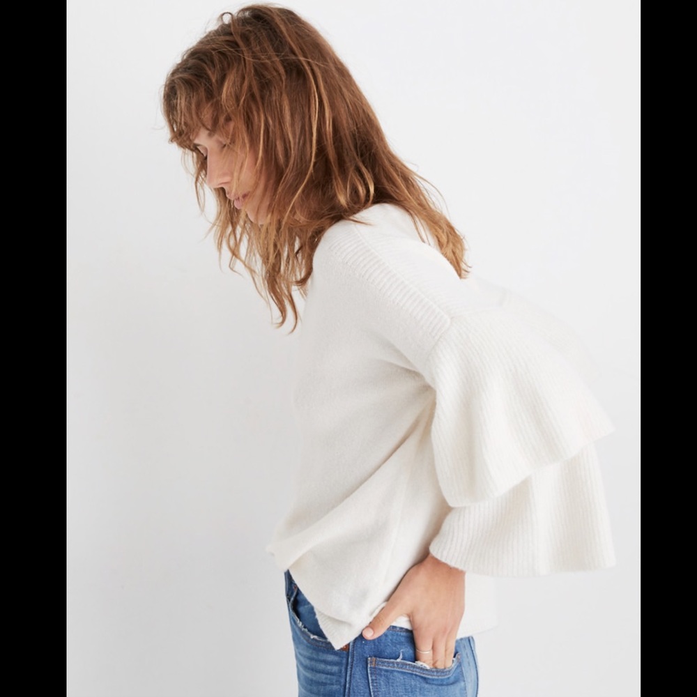 Madewell Tier-Sleeve Pullover Sweater Coziest Yarn